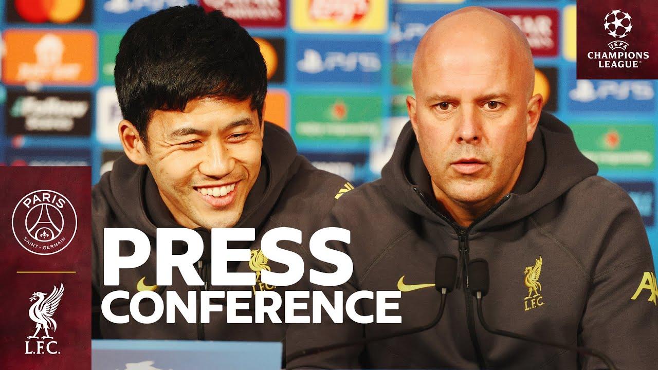 Live UEFA Champions League: PSG vs Liverpool | Wataru Endo & Arne Slot Press Conference