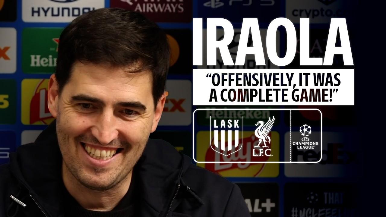 Iraola's Reaction: Barcola hat-trick & six goals in Champions League win | LASK 3-6 Liverpool